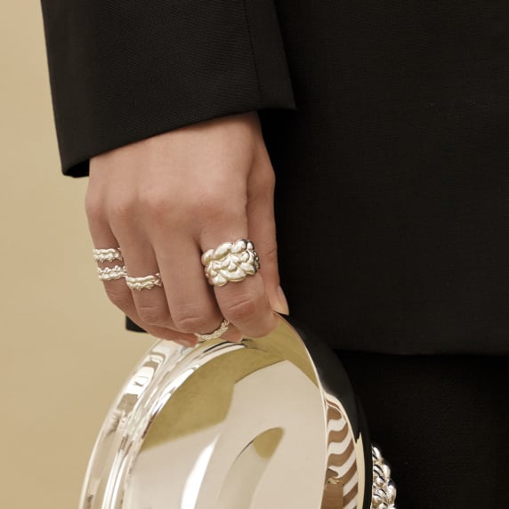 クリストフル　シルバーリング Sterling Silver Large Bangle Ring Babylone